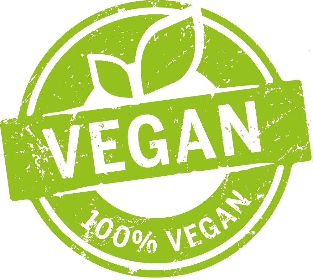 Grünes 100% vegan Symbol.