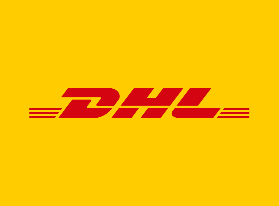 rotes DHLLogo auf gelbem Grund